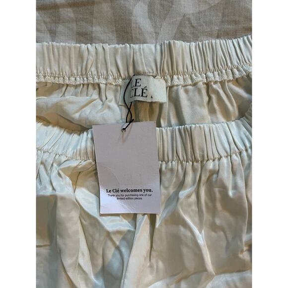 Le Clé ivory satin pants pull on new with tags large - Picture 3 of 8